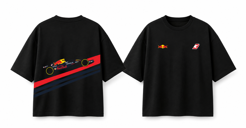 Ricciardo 3 Red Bull Racing Oversized Black T-Shirt – Motorsport Car Graphic