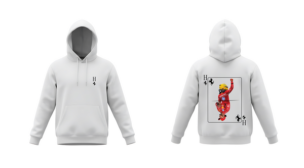Hamilton Racing Card Graphic White Hoodie – Premium Motorsport Back Print