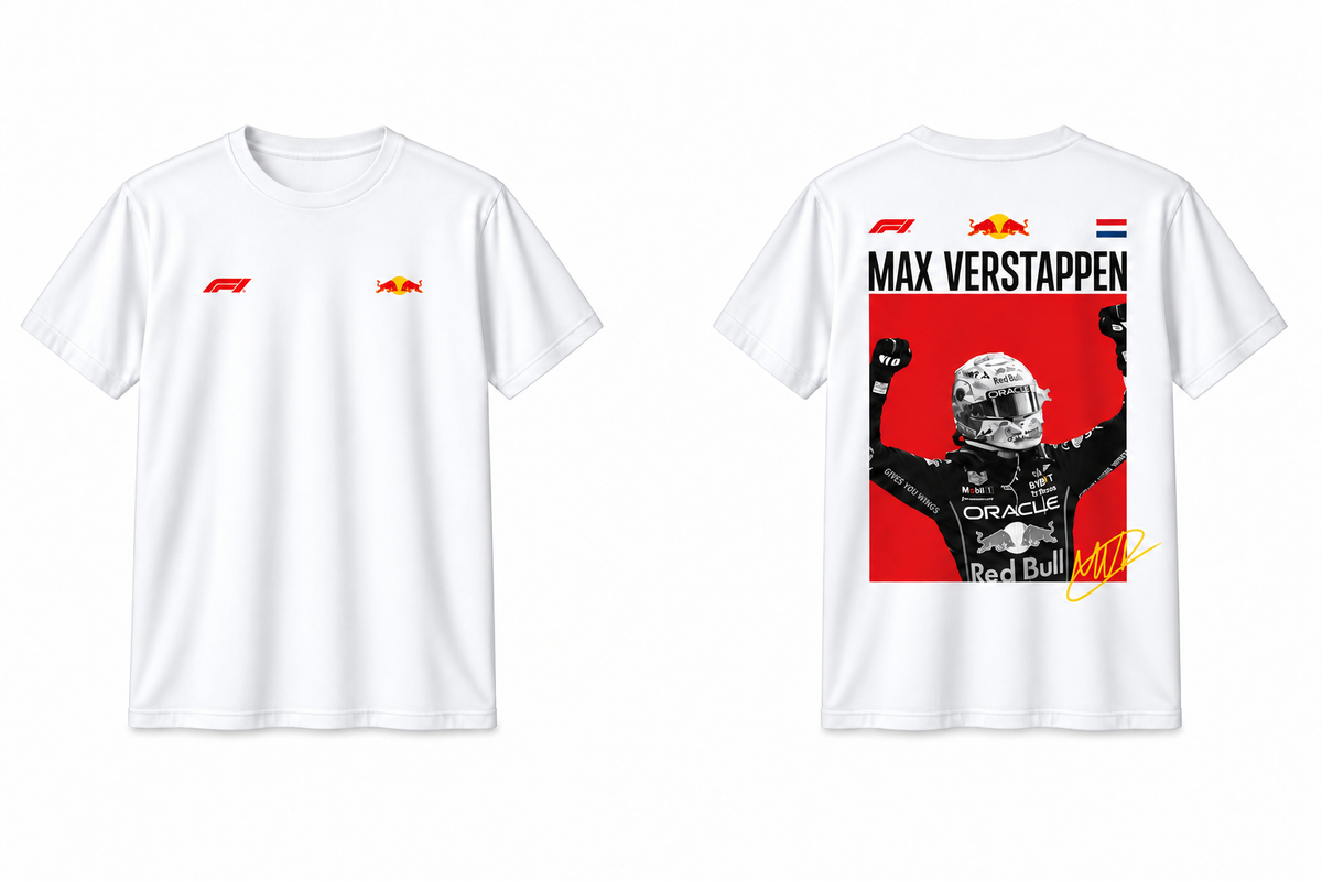 The Champion's Fist — Racing Legend Poster Tee (White Edition)