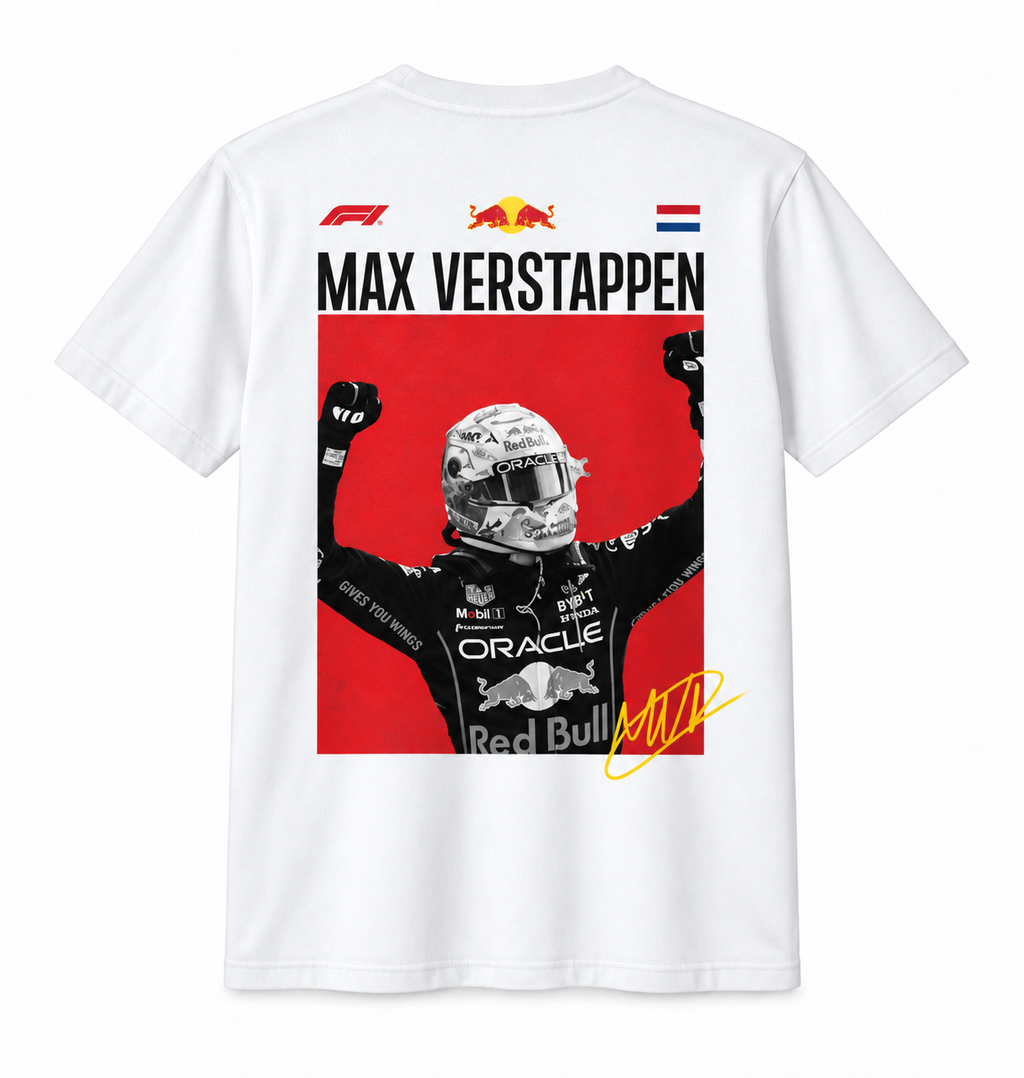 The Champion's Fist — Racing Legend Poster Tee (White Edition)