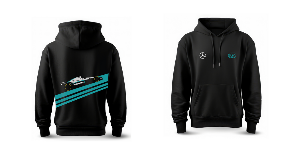 George Russell 63 Racing Black Hoodie – Mercedes Petronas Motorsport Graphic