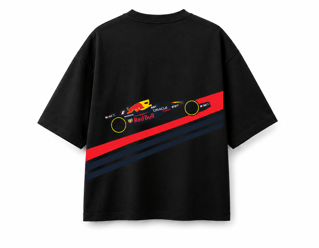 Ricciardo 3 Red Bull Racing Oversized Black T-Shirt – Motorsport Car Graphic