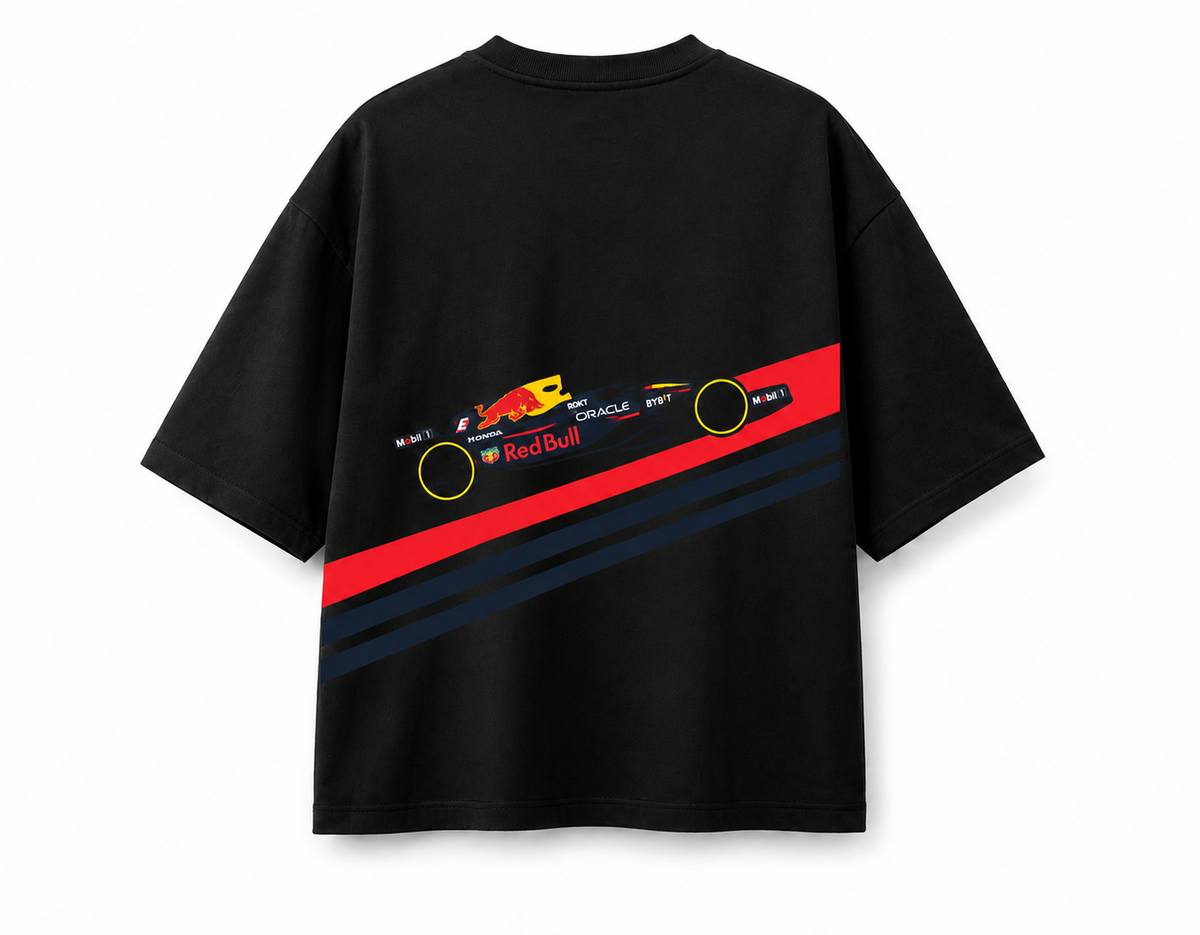 Ricciardo 3 Red Bull Racing Oversized Black T-Shirt – Motorsport Car Graphic