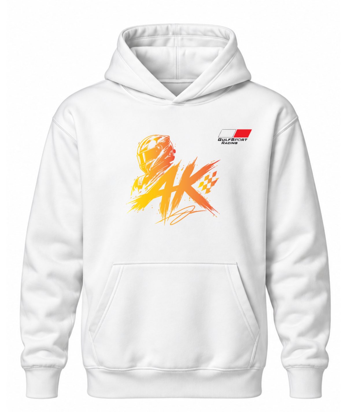 AK 901 Speed Racing White Hoodie Edition – Front & Back Print
