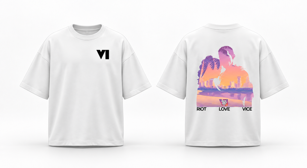 GTA VI- Riot Love Vice White Oversized T-Shirt