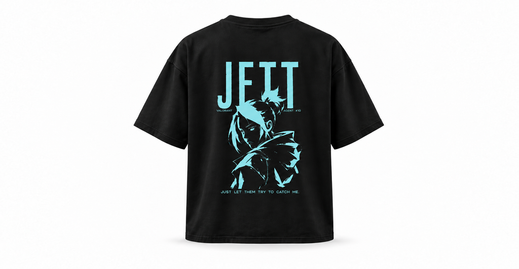 Valorant Jett Black Oversized T-Shirt