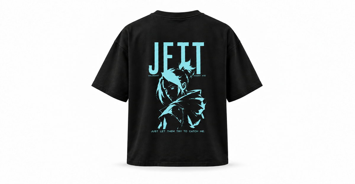 Valorant Jett Black Oversized T-Shirt