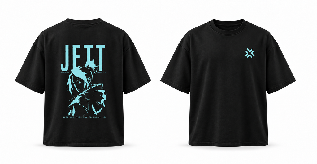 Valorant Jett Black Oversized T-Shirt