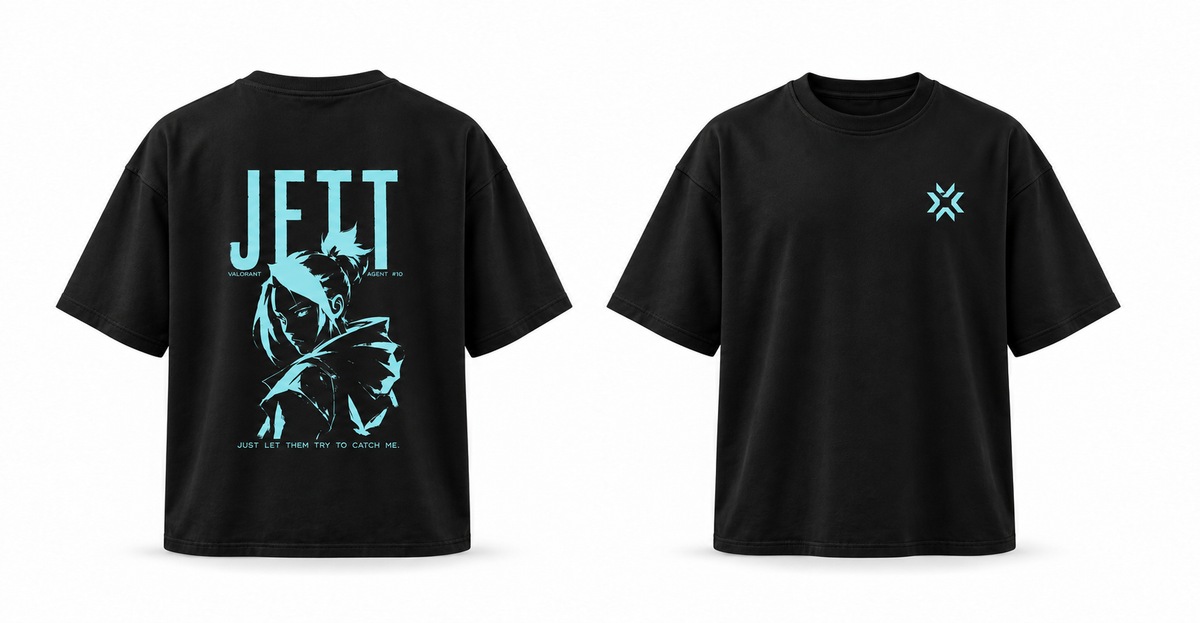 Valorant Jett Black Oversized T-Shirt