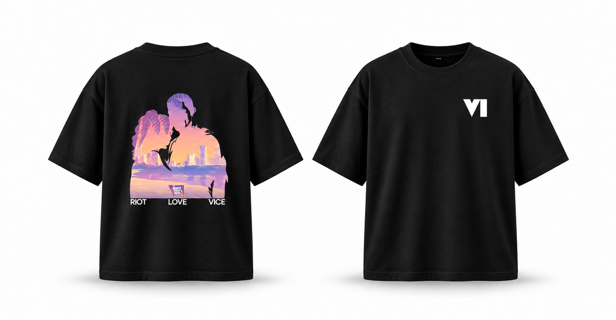 GTA VI-Riot Love Vice Black Oversized T-Shirt