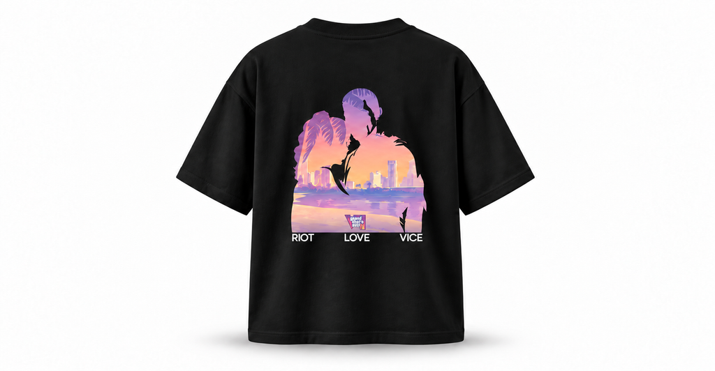 GTA VI-Riot Love Vice Black Oversized T-Shirt