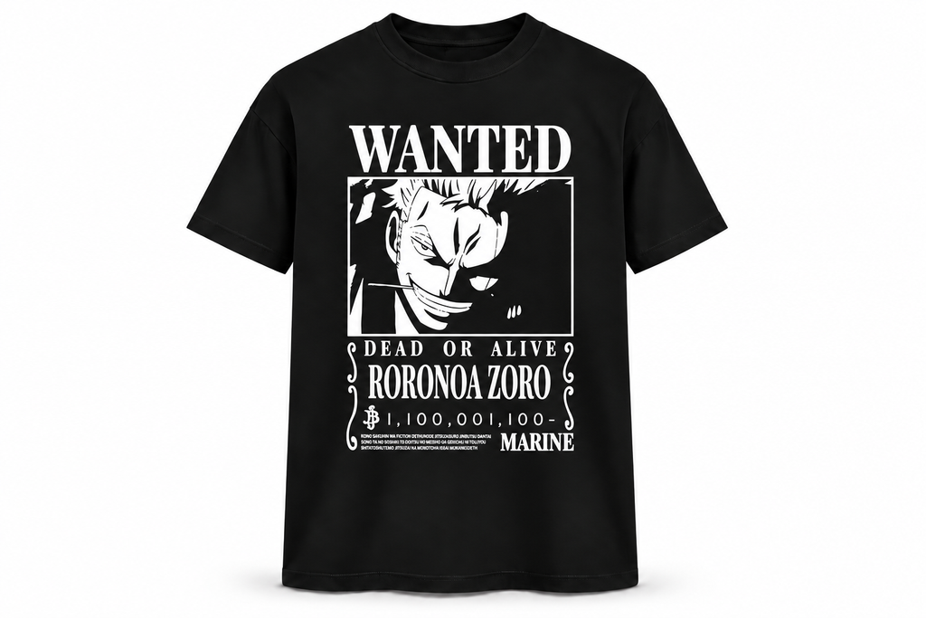 Roronoa Zoro Wanted Poster Black Graphic T-Shirt